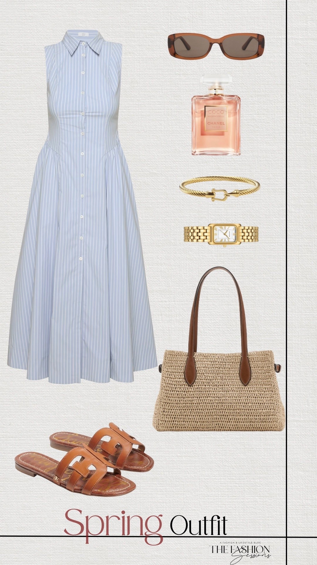 Spring Outfit | Blue Striped Dress | Woven Bag | Sam Edelman Sandals | 

#LTKootd #LTKgrwm