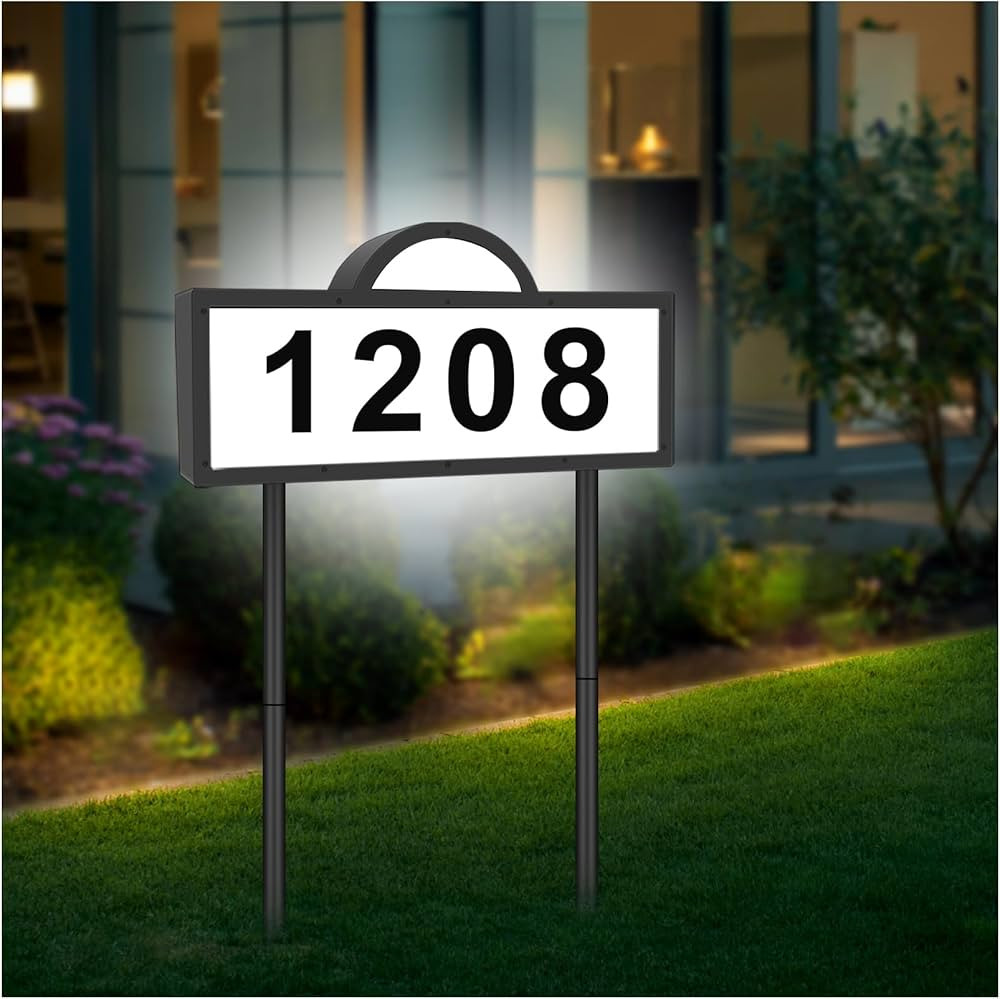 Solar Address Sign, House Address Numbers for Outside, Illuminated House Numbers Outdoor Waterpro... | Amazon (US)