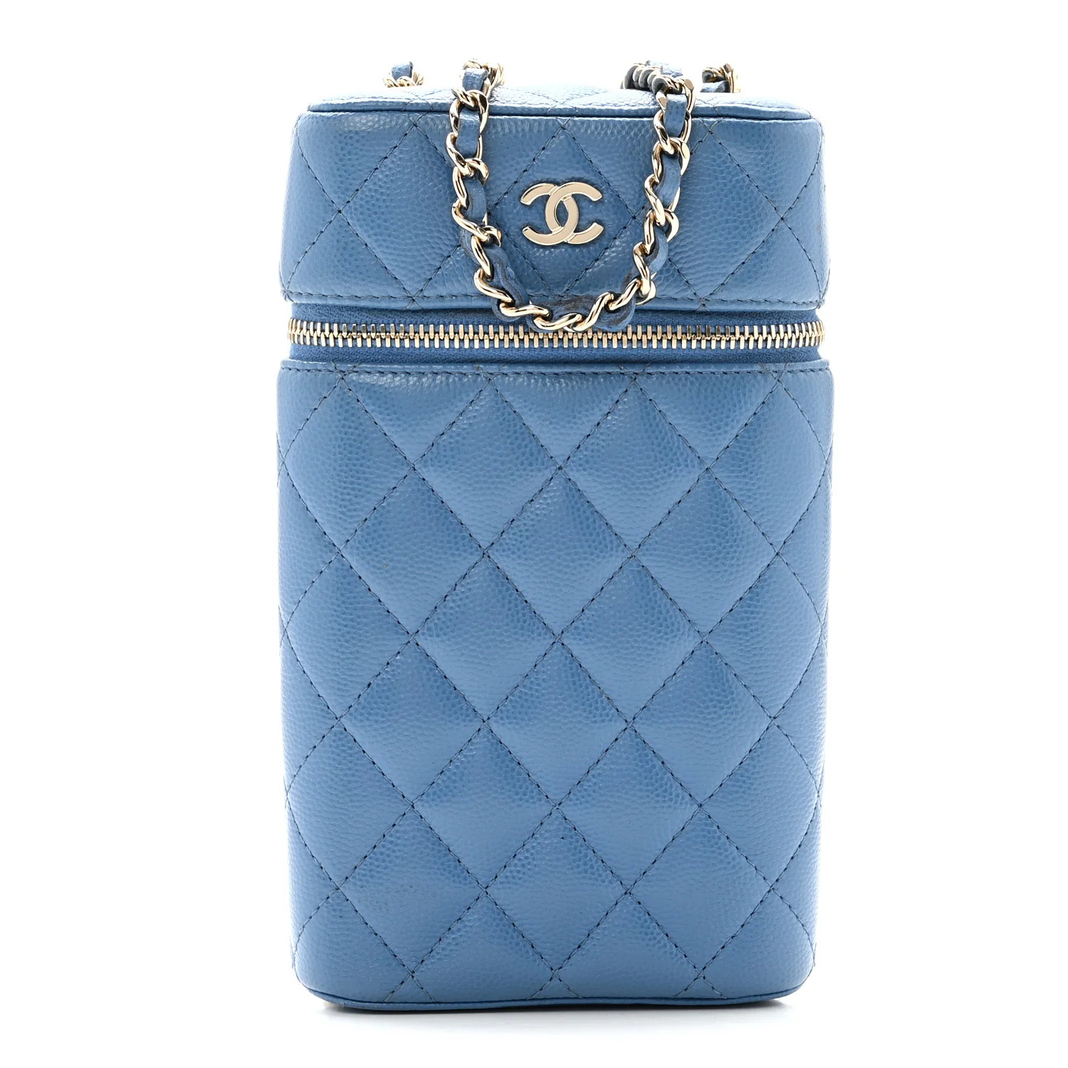 Chanel Caviar Quilted Phone Holder With Chain Blue 1863293 | FASHIONPHILE (US)