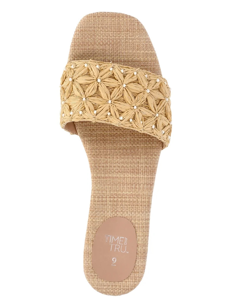Time and Tru Women's Raffia Slide Sandals | Walmart (US)
