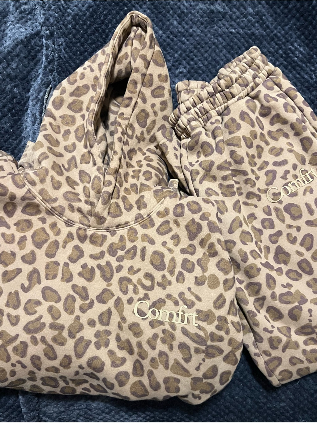 Comfort Women's Leopard Print Joggers & Hoodie Set - Tan/Brown | Poshmark
