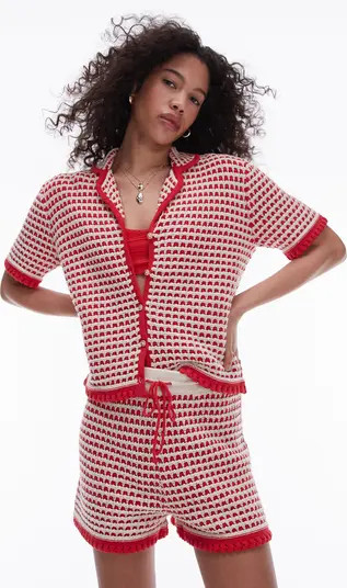 Topshop Chunky Sweater Knit Button-Up Top | Nordstrom | Nordstrom