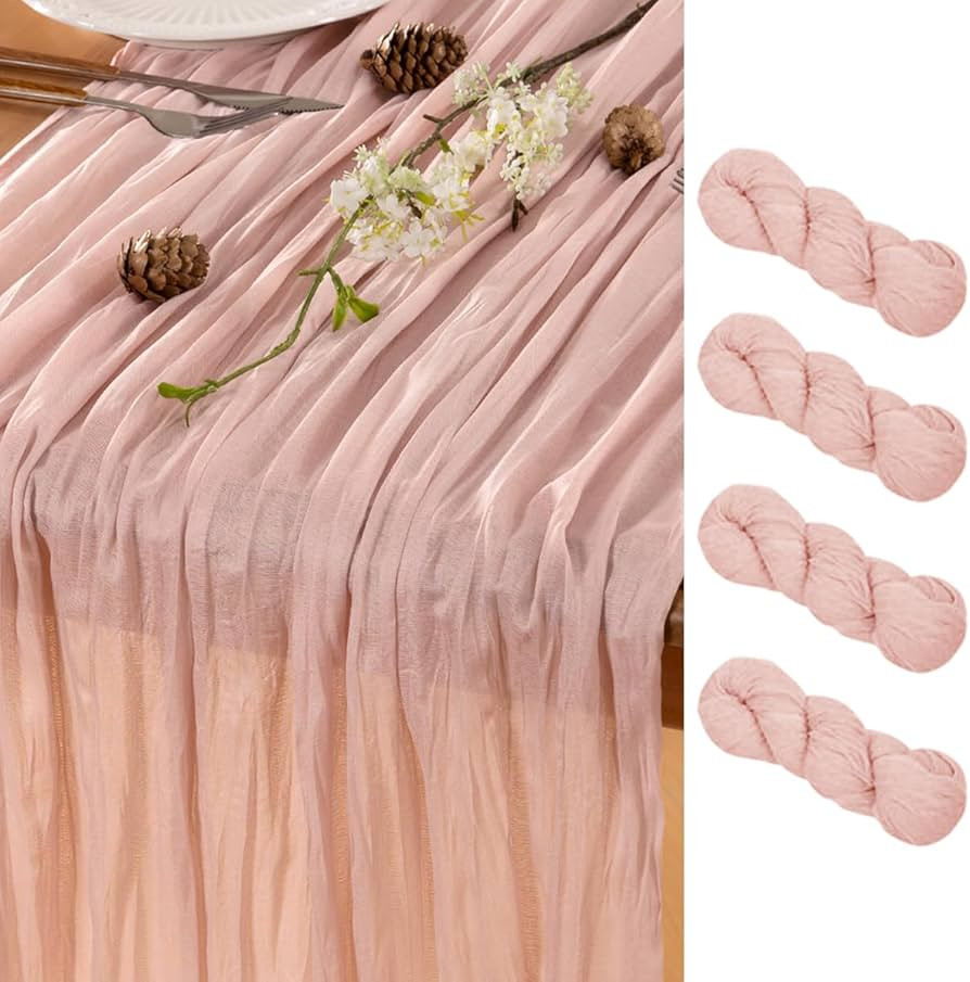Dusty Pink Table Runner Cheesecloth Table Runner 4 Pack 10FT Rustic Spring Easter Table Runner 35... | Amazon (US)