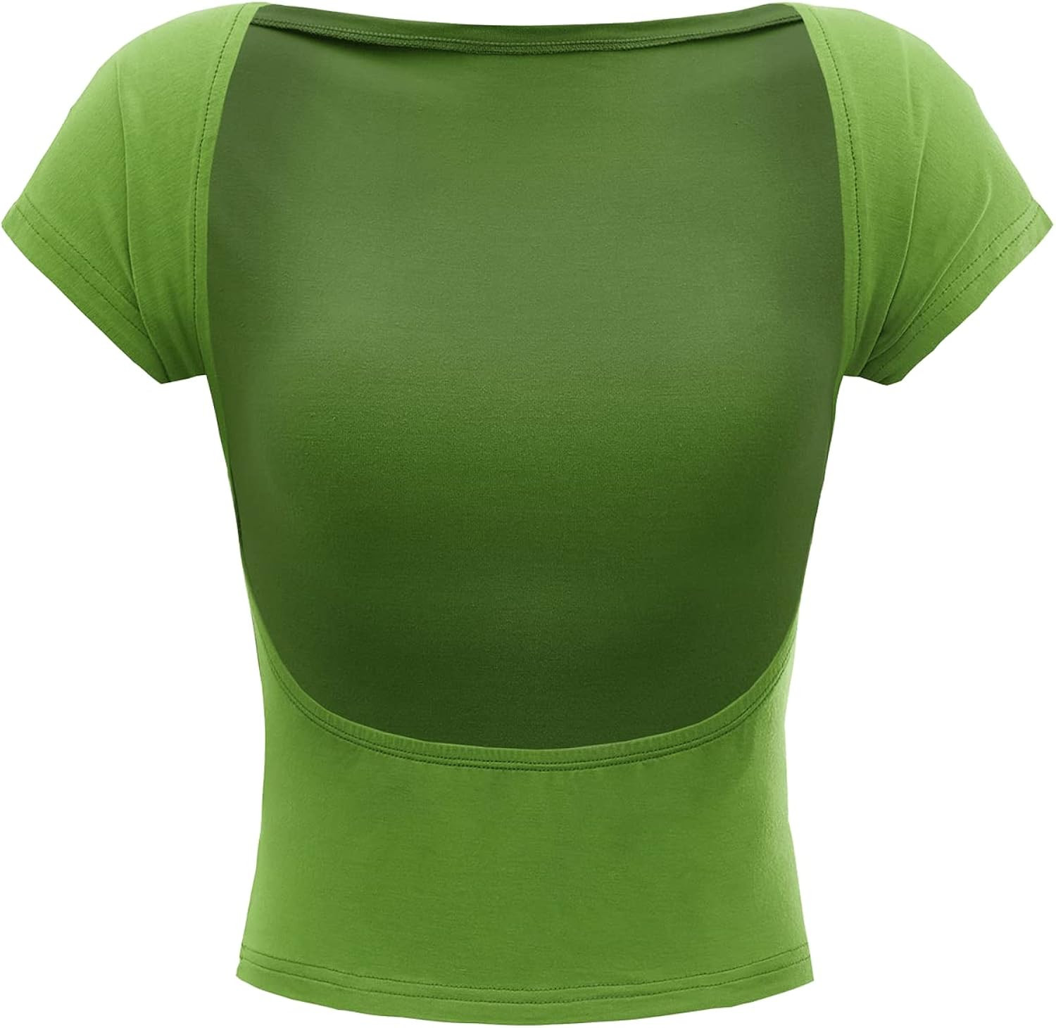 SheIn Women's Cap Sleeve Backless T Shirt Boat Neck Slim Fit Tee Crop Top | Amazon (US)