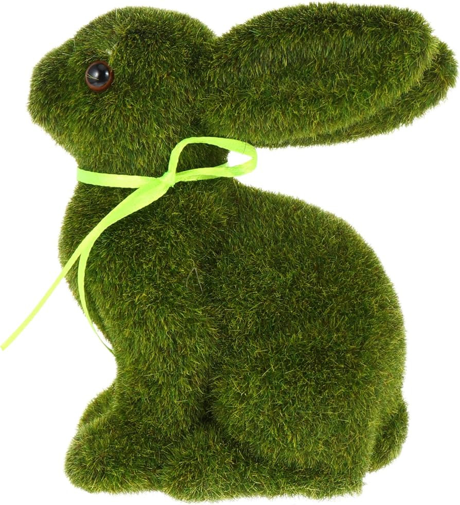 Ipetboom Green Flocked Bunny: 1pc Flocked Easter Bunny Figurine ed Rabbit Imitated Rabbit Crafts ... | Amazon (US)