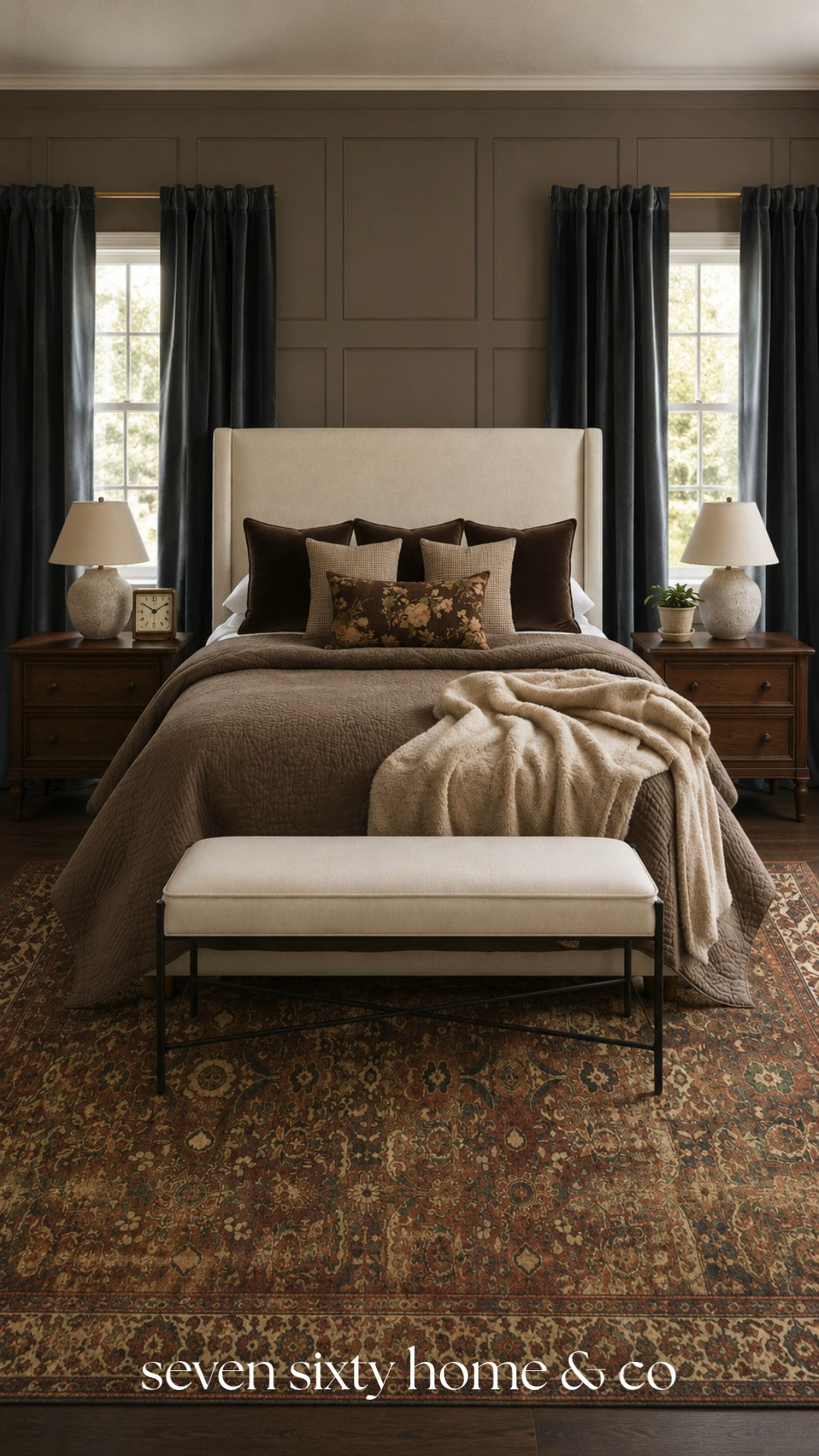 Every detail matters. From the upholstered bed to the vintage rug and warm wood nightstands, this collected traditional bedroom is designed to feel effortless, elegant, and livable. Tap to shop the entire room. 

 #LTKHome