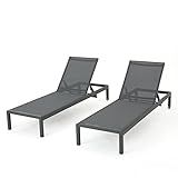 Christopher Knight Home Cape Coral Outdoor Aluminum Chaise Lounges with Mesh Seat, 2-Pcs Set, Gre... | Amazon (US)