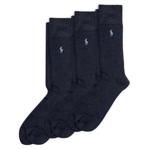POLO RALPH LAUREN mens Super Soft Flat Dress Crew Socks - 3 Pair Pack - Heel-toe Reinforcement | Amazon (US)