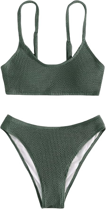 SOLY HUX Bikini Sets for Women Solid Textured Bikini Bathing Suits 2 Piece Swimsuit | Amazon (US)