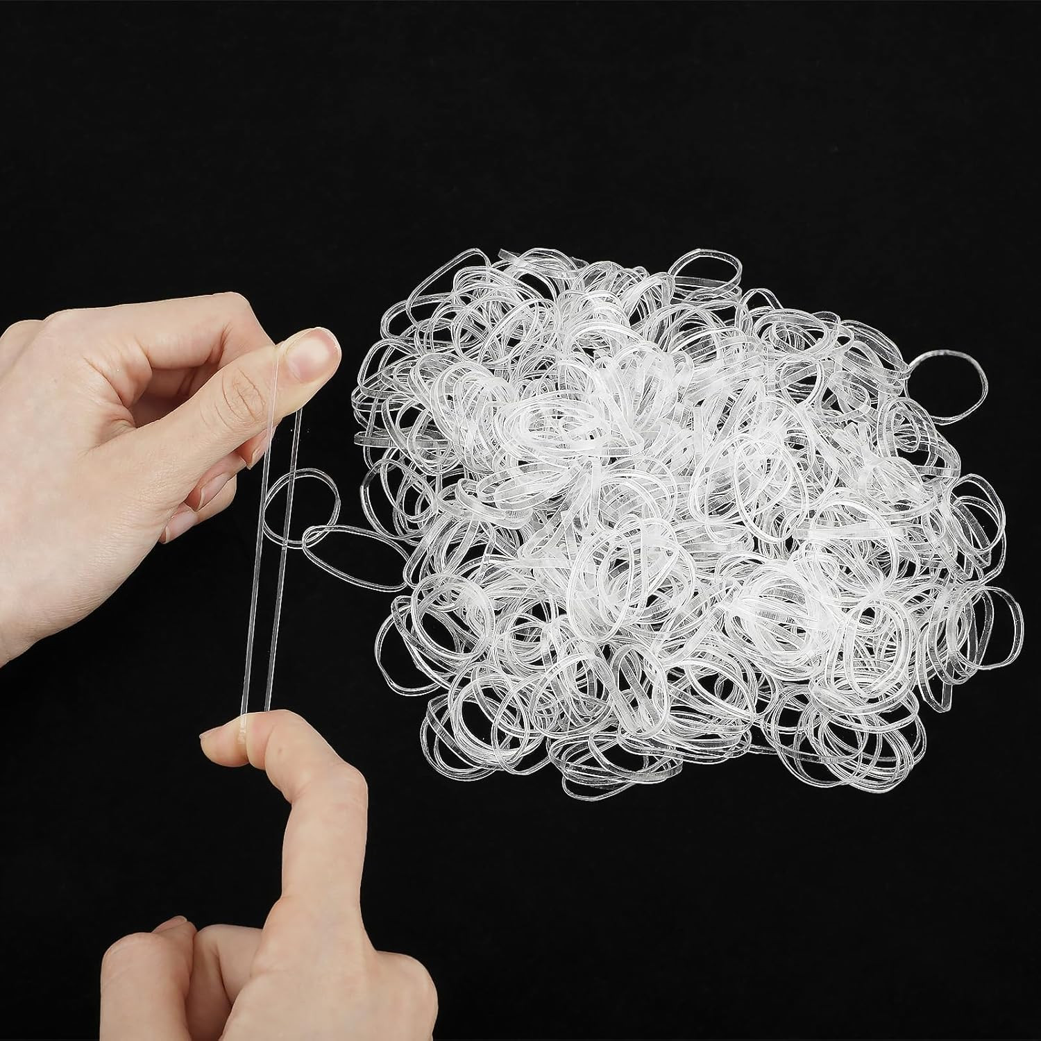 500 Pcs Elastic Hair Bands - Small Clear Plastic Hair Ties for Women, Kids - Mini Rubber Bands fo... | Amazon (UK)