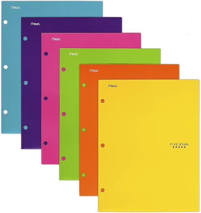 Five Star 4 Pocket Folders, 2 Pocket Folders plus 2 additional Pockets, Assorted Colors, 6 Pack (... | Amazon (US)