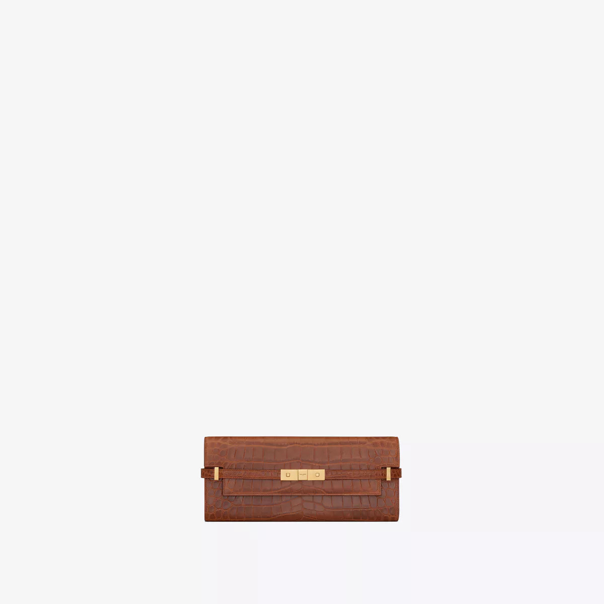 Manhattan Clutch In Crocodile-Embossed Leather Amber One Size | Saint Laurent Inc. (Global)