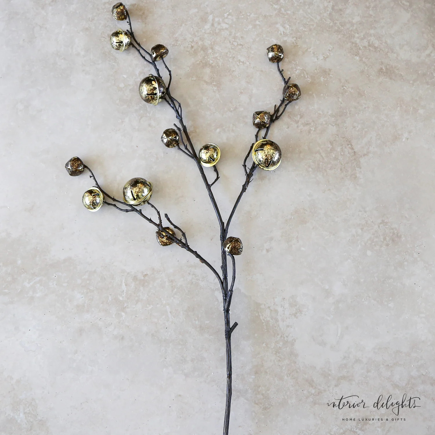 ARRANGEMENT: 4 Handle Vase with Gold Bells and Norfolk Sprays | Interior Delights
