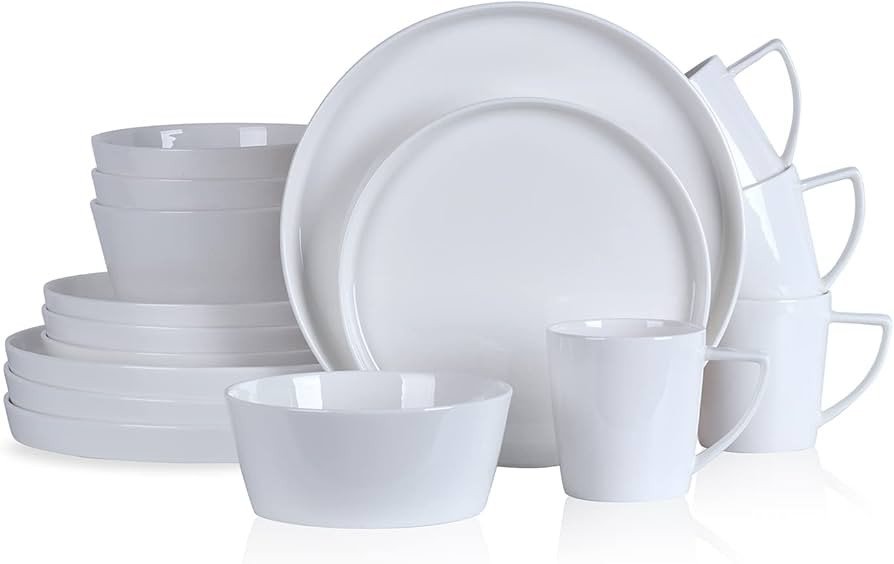 Stone Lain Madeline Formal Bone China Dinnerware Set 16 Piece Service for 4, White | Amazon (US)