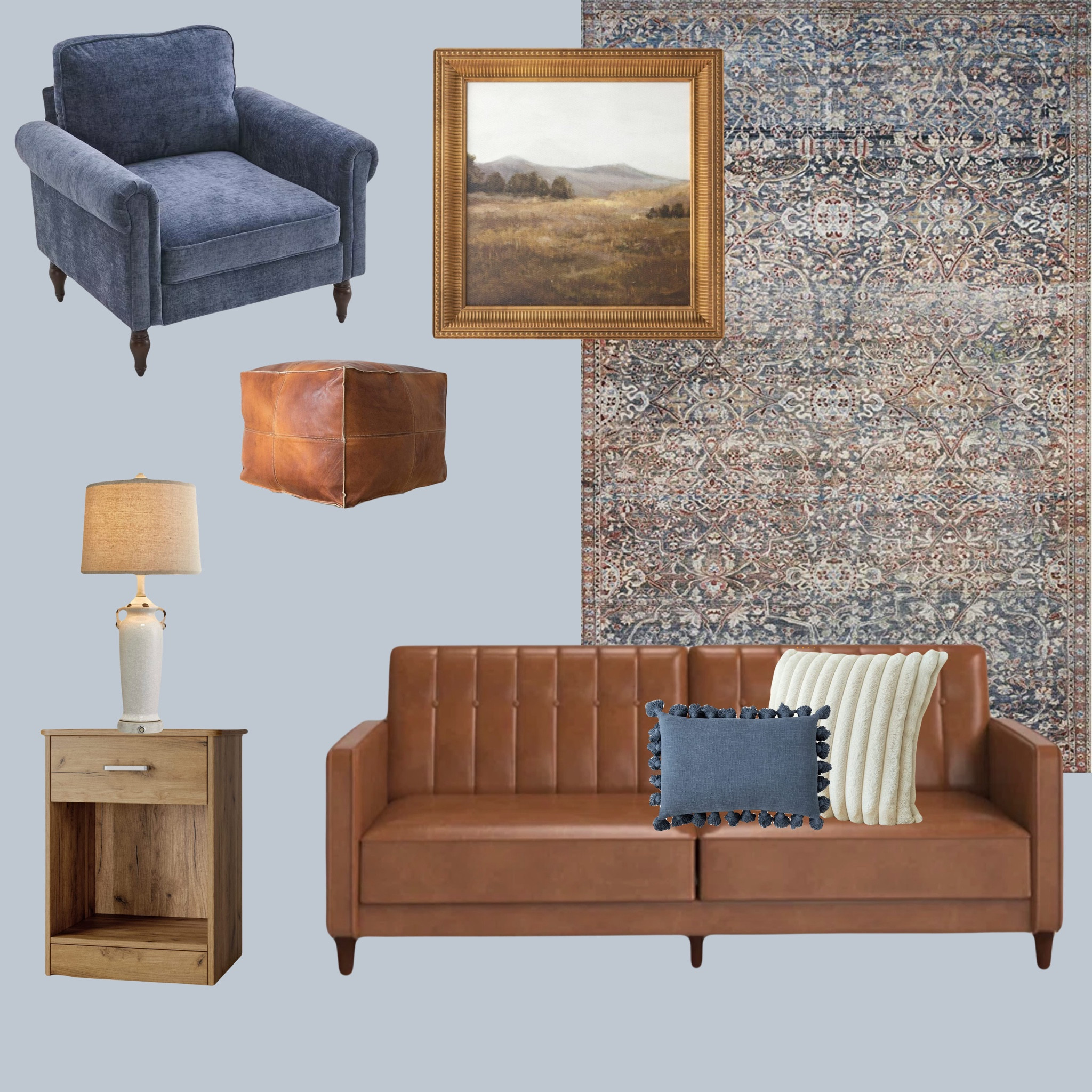 Farmhouse inspired room. The paint color is Sherwin Williams “Upward”.