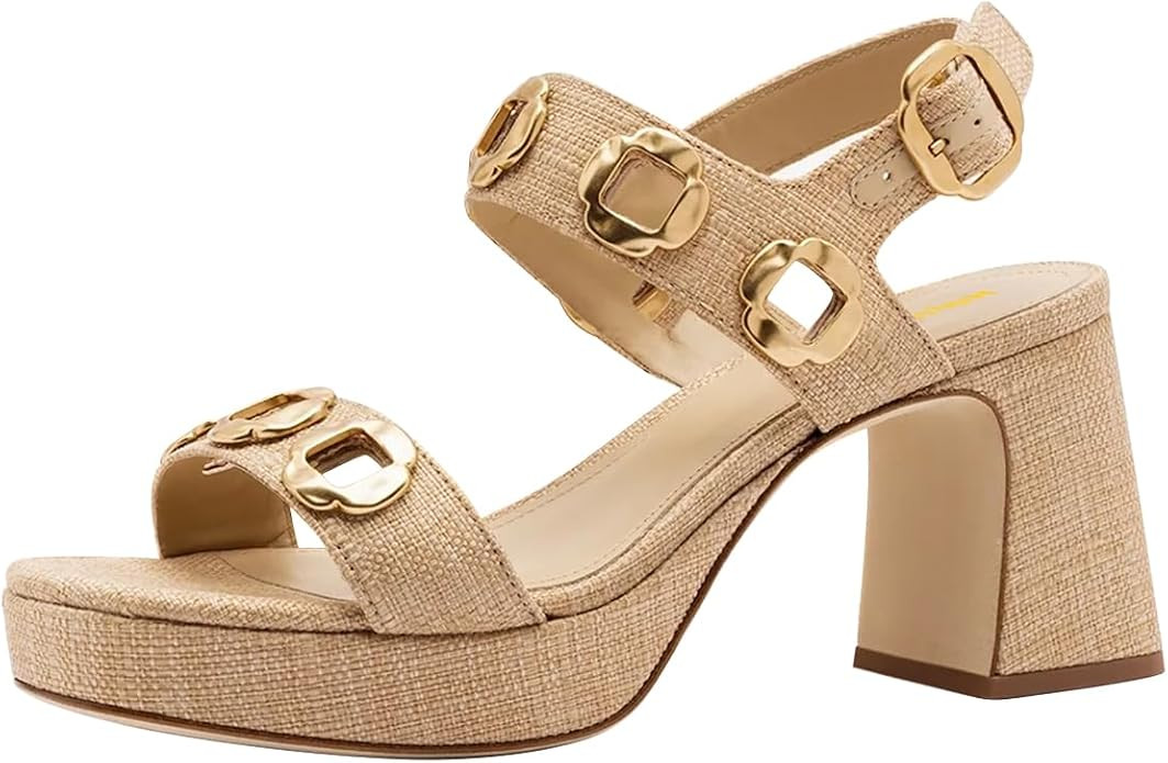 Maiyang Women Open Toe Hollow Out Strappy Sandals Ankle Strap Buckle Platform Chunky Block High H... | Amazon (US)