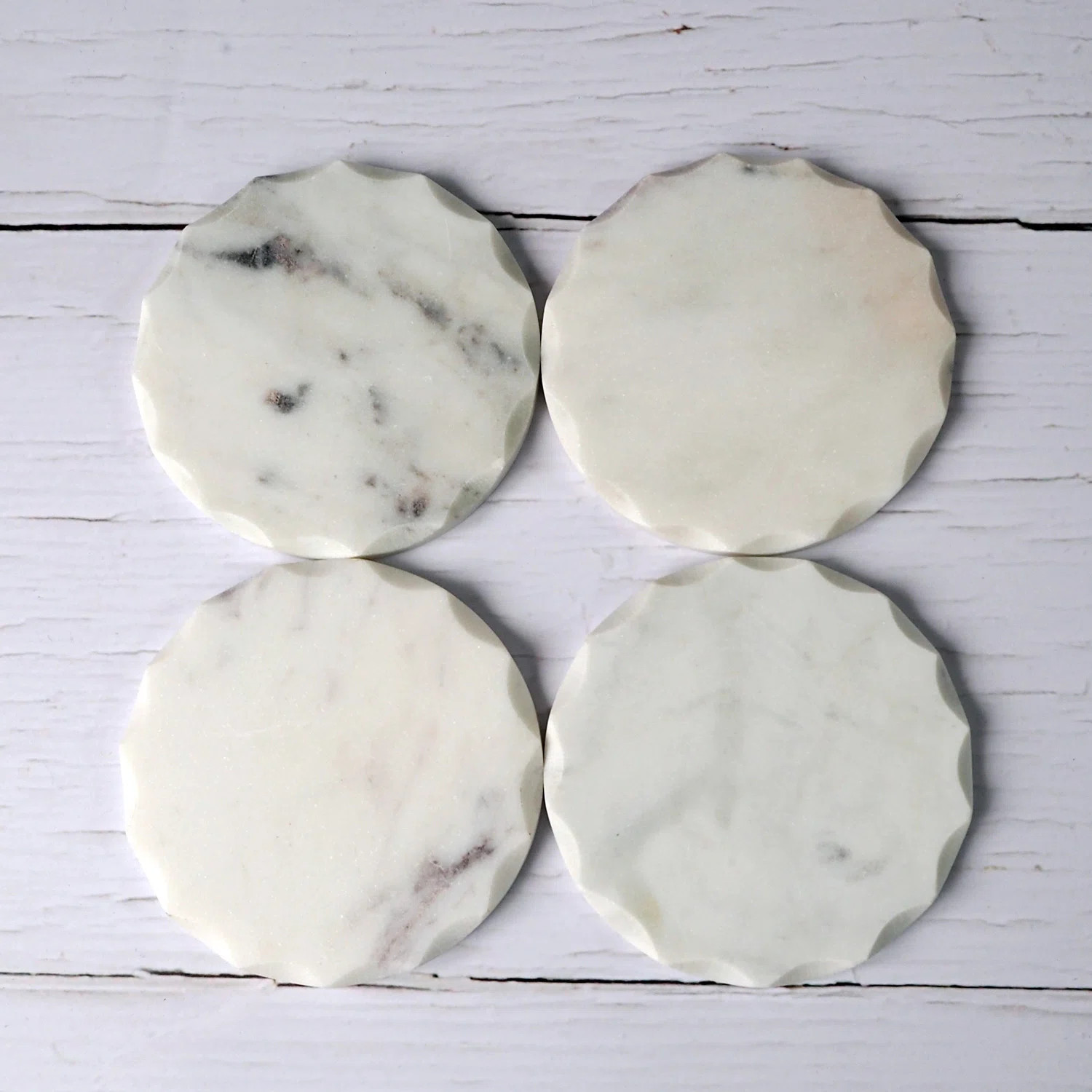 Round White Marble Coasters (Set of 4) | Wayfair UK