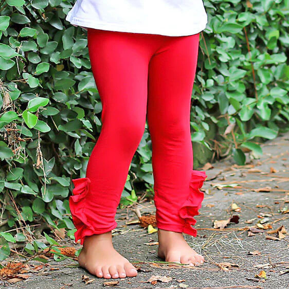 Red Side Ruffle Leggings | Classic Whimsy