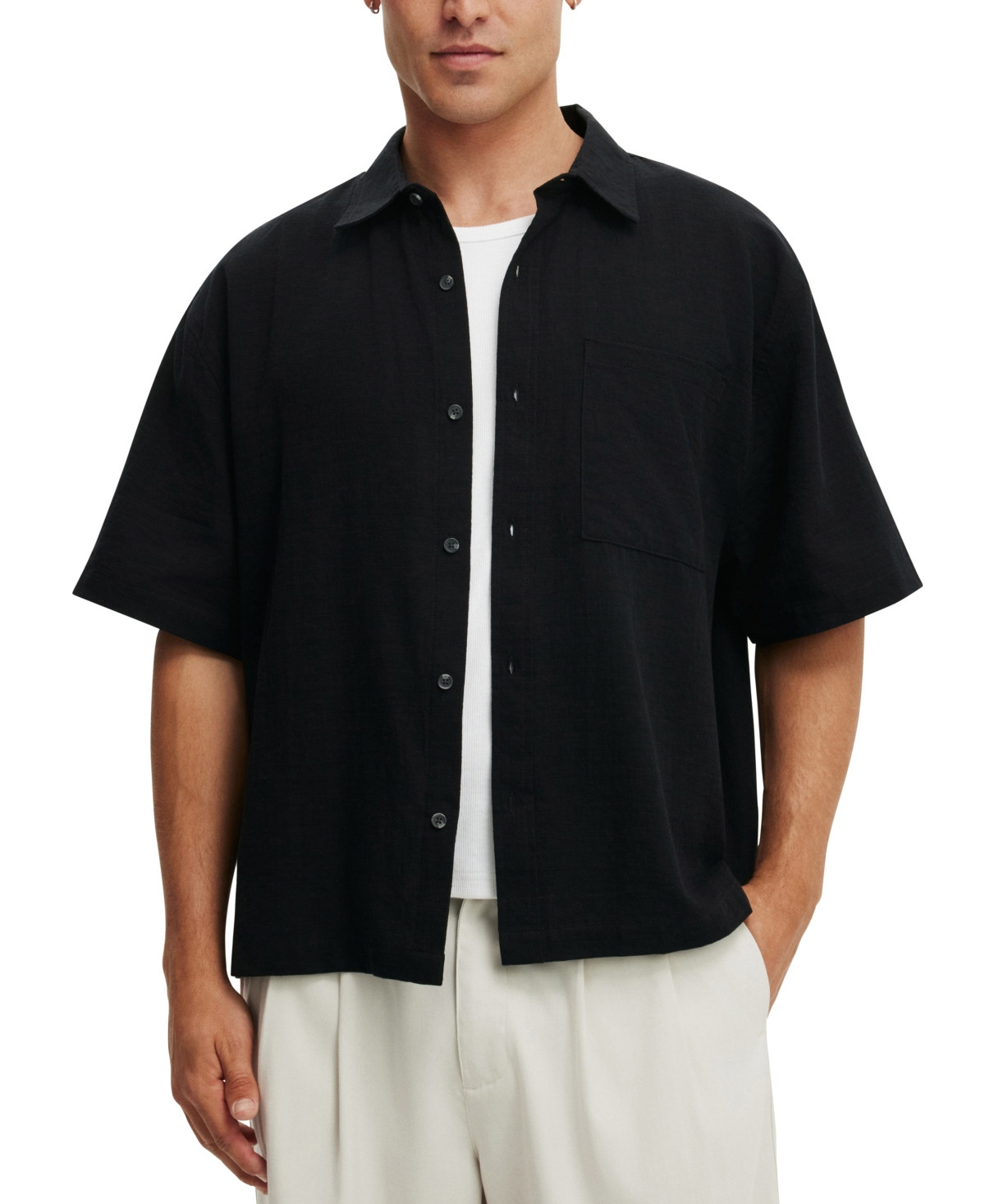 Cotton On Men's Essential Relaxed-Fit Shirt - Black | Macy's