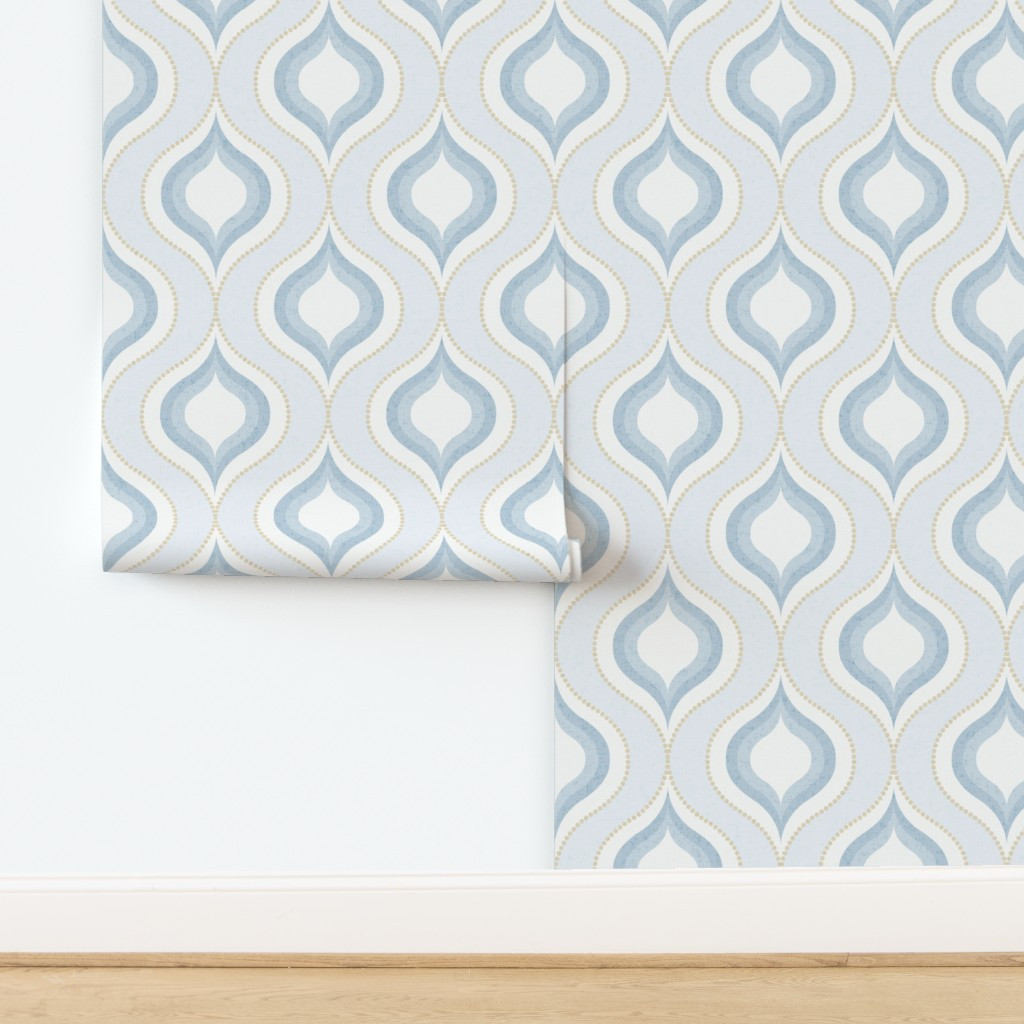(L) boho ogee geometric - coastal light blue Wallpaper | Spoonflower | Spoonflower