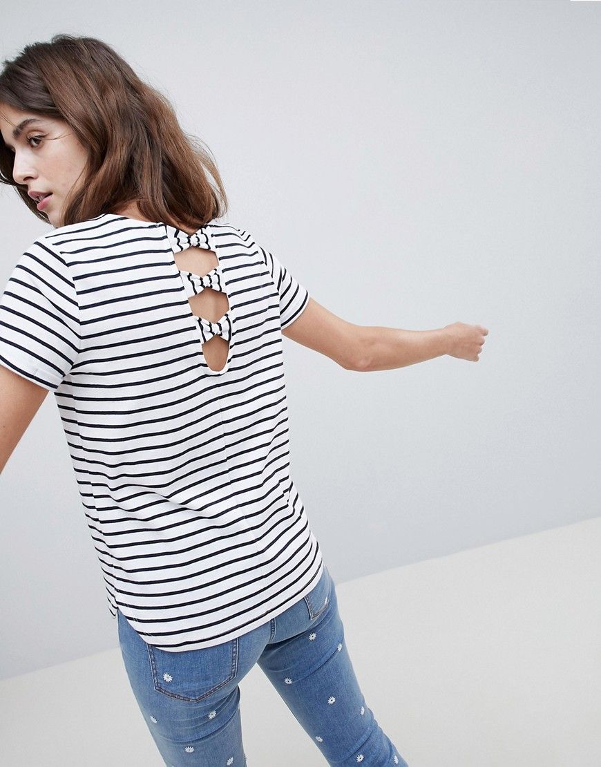 Esprit Stripe Bow Back Tee - Multi | ASOS US