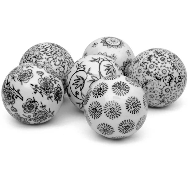 Oriental Furniture 3" Black & White Decorative Porcelain Ball Set, decorative item, center piece,... | Walmart (US)