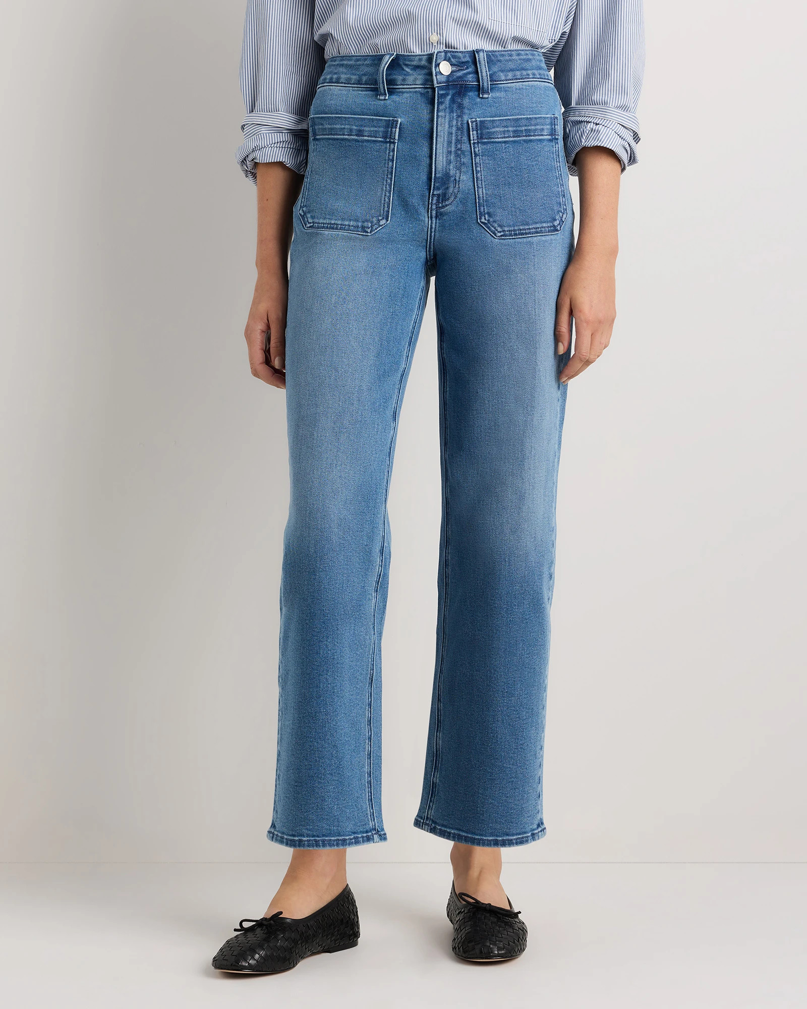Bella Stretch Patch Pocket Wide Leg Jeans | Quince