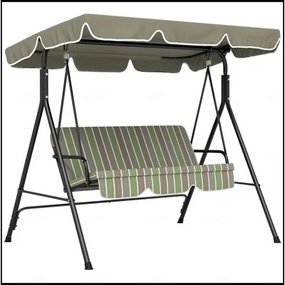 3-Seat Outdoor Patio Swing Chair with Removable Cushion, Steel Frame Stand, and Adjustable Tilt Canopy for Garden, Poolside, and Balcony | Wayfair North America