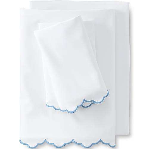 400 Thread Count Premium Supima Cotton No Iron Sateen Scalloped Bed Sheet Set | Lands' End (US)