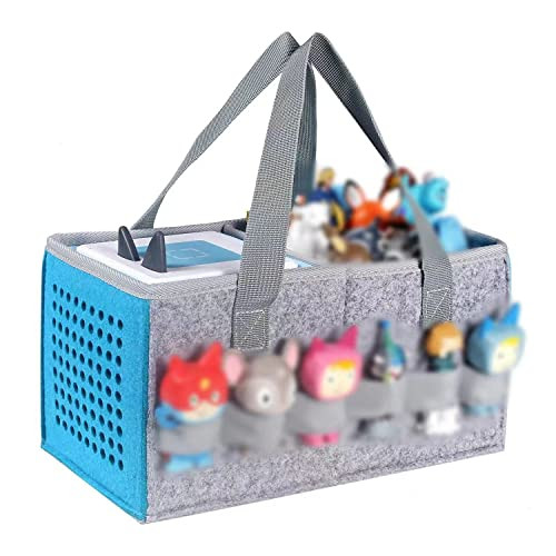 Carrying Case for Tonies Starter Set & Storage Bag for Tonies Figurine, Home Outdoor Hand Bag for Tonies Audio Player and Dolls Musical Toy Folding Bag for Kids Toniebox Accessories (Gray Blue) | Amazon (US)