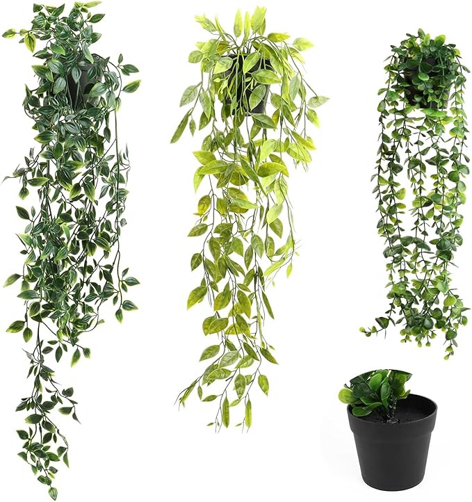 Plante Artificielle Tombante 3 Pièces, Fausse Plantes avec Pots Plantes Artificielles Suspendues... | Amazon (FR)