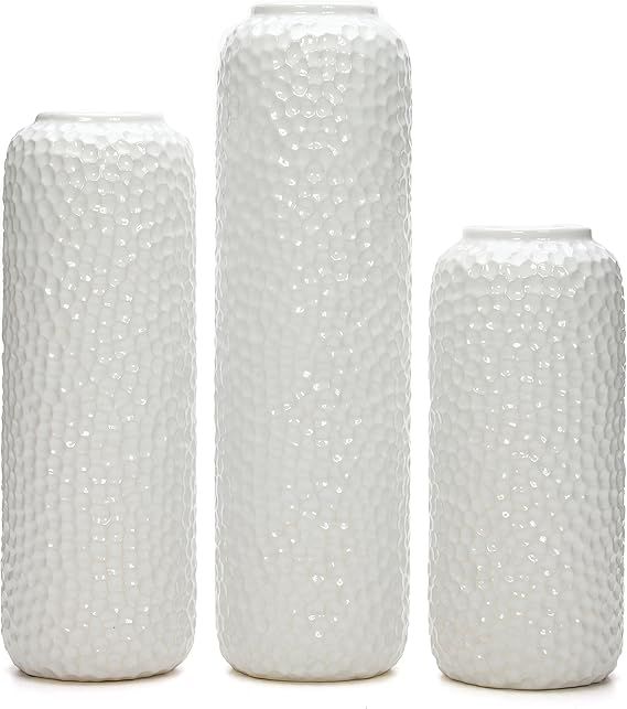 Hosley Set of 3 White Ceramic Honeycomb Vase Tall 12 Inch Medium 10 Inch Short 8 Inch High Each. ... | Amazon (US)