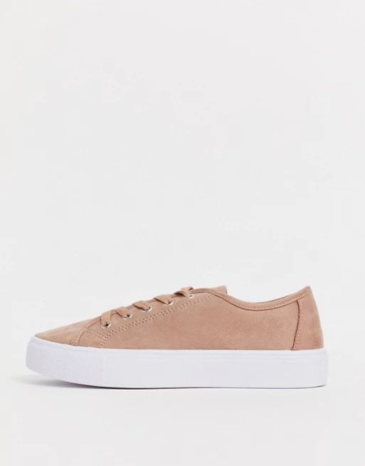 ASOS DESIGN Dusty lace up trainers in warm beige | ASOS (Global)