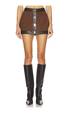 retrofete Lisbeth Leather Skirt in Chocolate & Tobacco from Revolve.com | Revolve Clothing (Global)