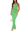 Euulin Two Piece Skirt Outfits for Women Sleeveless Tube Tops Bodycon Sexy Maxi Dress 2 Piece Sum... | Amazon (US)