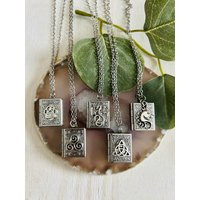 Book Locket Pendant Necklace, Silver Cable Chain | Etsy (US)