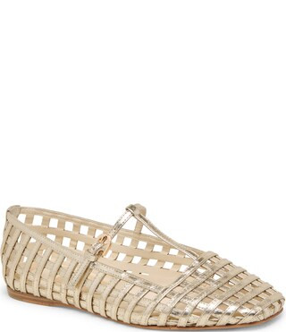 Rains Woven T-Strap Mary Jane Ballet Flats | Dillard's