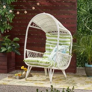 Malia Outdoor Standing Wicker Basket Chair with Cushion by Christopher Knight Home | Bed Bath & Beyond