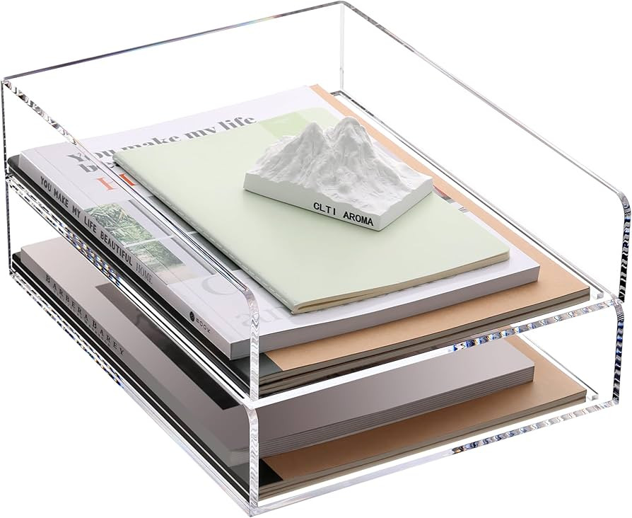 Letter Tray, Clear Acrylic Paper Tray, School Teacher Office Supplies Organization, Stackable Des... | Amazon (US)
