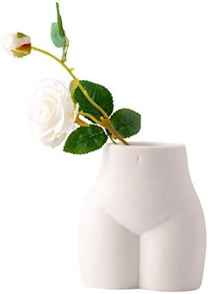 Pure White Ceramic Flower Vase, Creative Body Vase, Simple Flower Planter, Home Decor Nordic Vase... | Amazon (US)