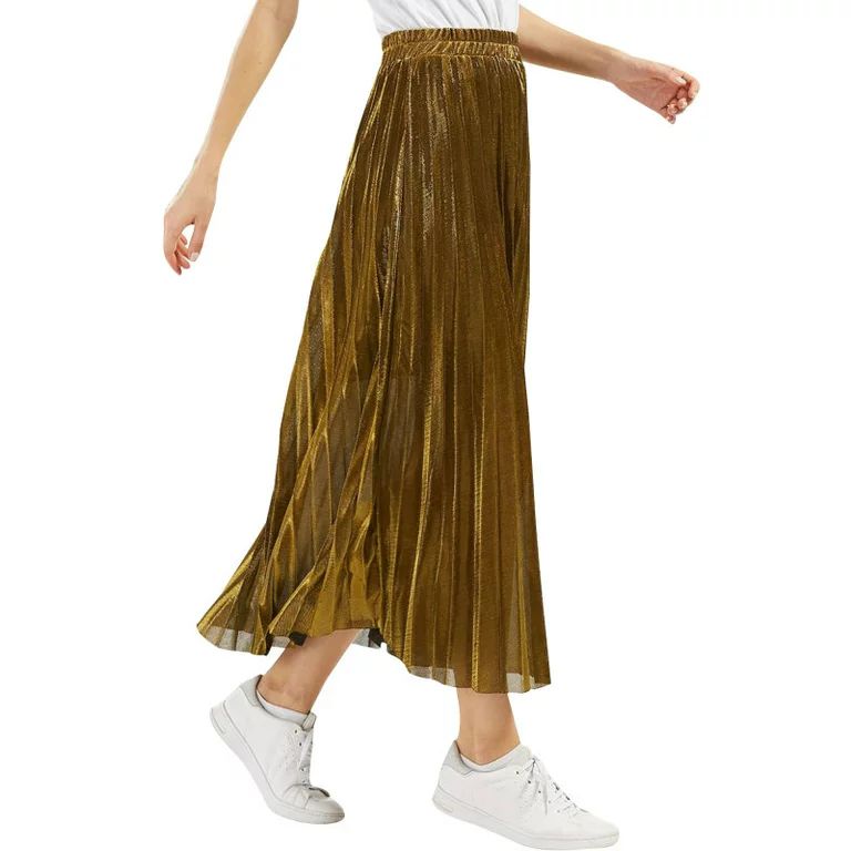 TWZH Women Slim Fit High Waist Plain A-line Pleated Casual Skirt | Walmart (US)