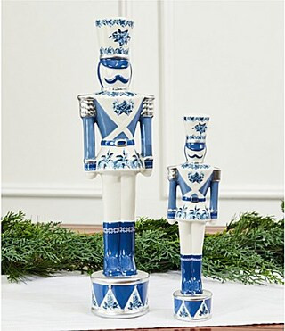 Southern Living Meet Me Under The Mistletoe Collection Blue and White Chinoiserie Ceramic Nutcracker - Large | Dillard's