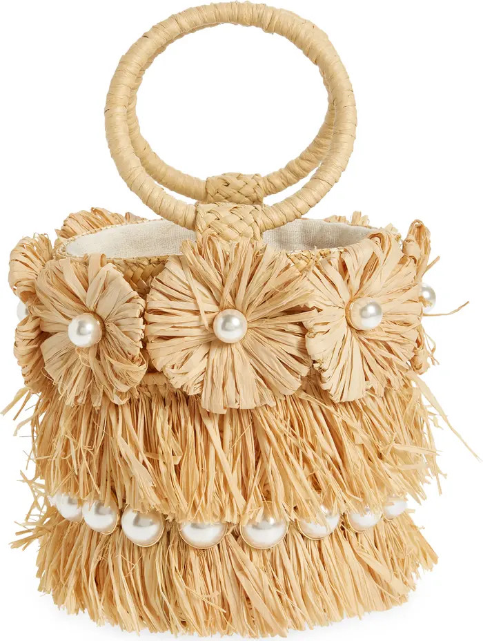 Liv Floral Straw Bucket Bag | Nordstrom