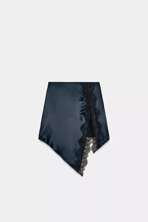 COMBINATION SATIN MINI SKIRT WITH LACE | Zara US