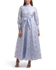 Long Sleeve Floral Embroidered Button Front Maxi Dress | TJ Maxx