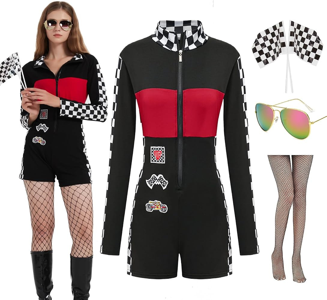 ZeroShop Womens Halloween Sexy Race Car Driver Costume Talladega Nights Day Outfits | Amazon (US)