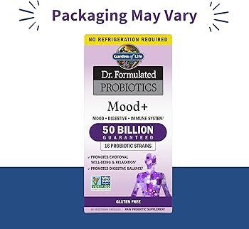 Garden of Life Probiotics Mood+ Dr Formulated Acidophilus Probiotic Supplement - Promotes Emotion... | Amazon (US)
