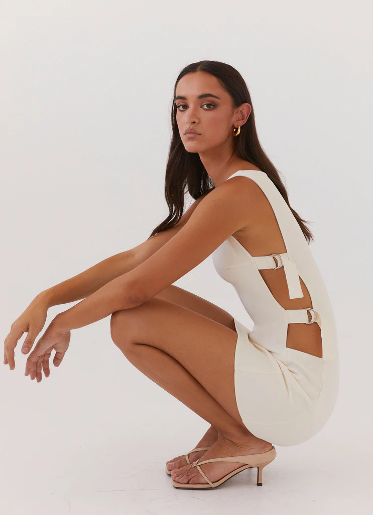 Cherish You Buckle Mini Dress - Ivory | Peppermayo (Global)