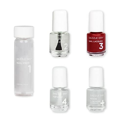 Dazzle Dry Mini Kit 4 Step System - Fast Track Cherry, a classic cherry red with blue undertones. Full coverage cream. (5 Piece Kit / 5 Manicures) | Amazon (US)