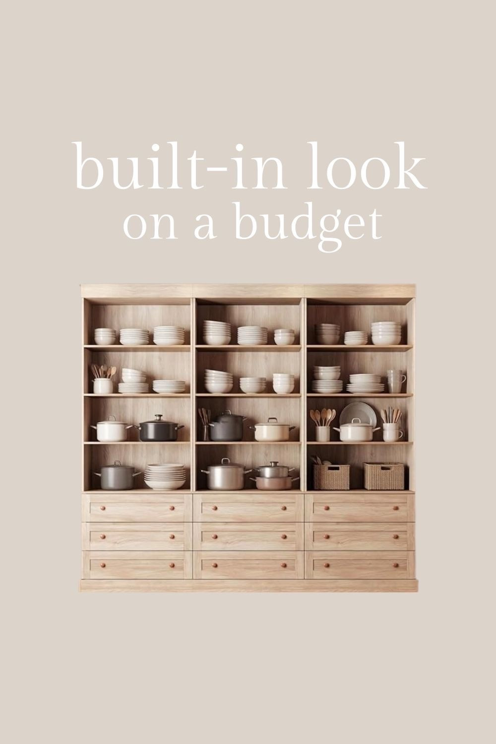Get a built in pantry, kitchen, dining room look on a budget!